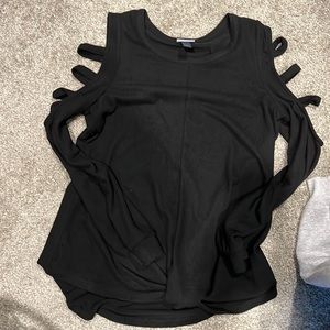 Black Cold-Shoulder Long Sleeve Top